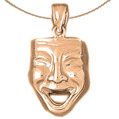 10K, 14K or 18K Gold Drama Mask, Laugh Now Pendant