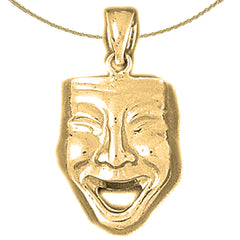 10K, 14K or 18K Gold Drama Mask, Laugh Now Pendant