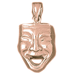 10K, 14K or 18K Gold Drama Mask, Laugh Now Pendant