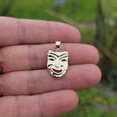10K, 14K oder 18K Gold Drama Mask, Laugh Now Anhänger