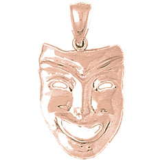 10K, 14K or 18K Gold Drama Mask, Laugh Now Pendant