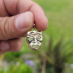 10K, 14K or 18K Gold Drama Mask, Cry Later Pendant