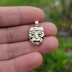10K, 14K oder 18K Gold Drama Maske, Cry Later Anhänger
