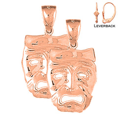 14K or 18K Gold Drama Mask, Cry Later Earrings