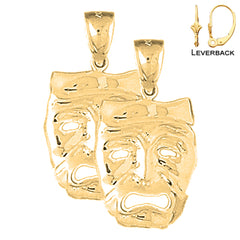 14K or 18K Gold Drama Mask, Cry Later Earrings