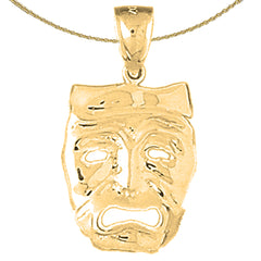 10K, 14K oder 18K Gold Drama Maske, Cry Later Anhänger