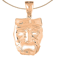 10K, 14K oder 18K Gold Drama Maske, Cry Later Anhänger