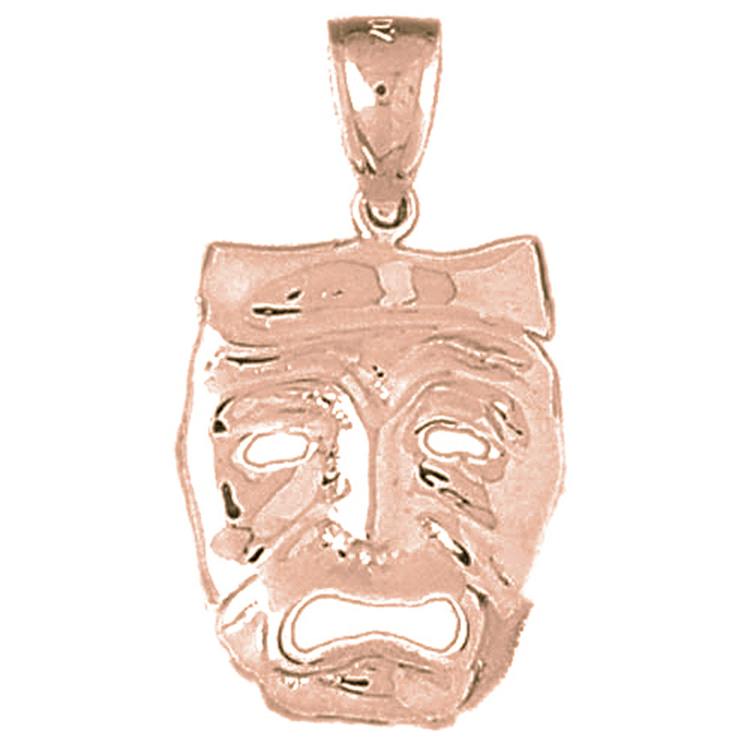10K, 14K or 18K Gold Drama Mask, Cry Later Pendant