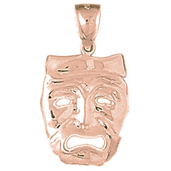 10K, 14K or 18K Gold Drama Mask, Cry Later Pendant
