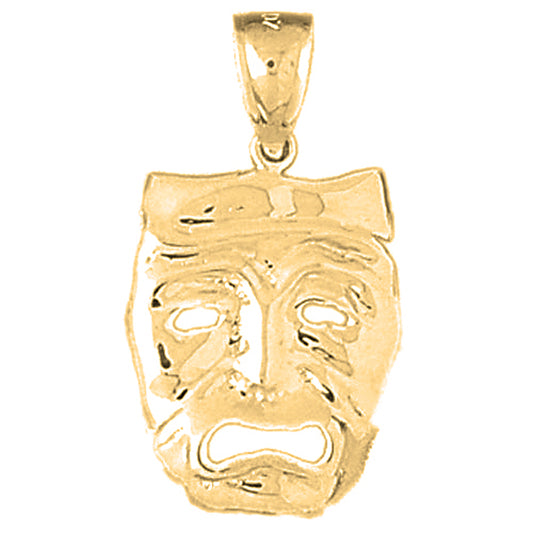 10K, 14K or 18K Gold Drama Mask, Cry Later Pendant