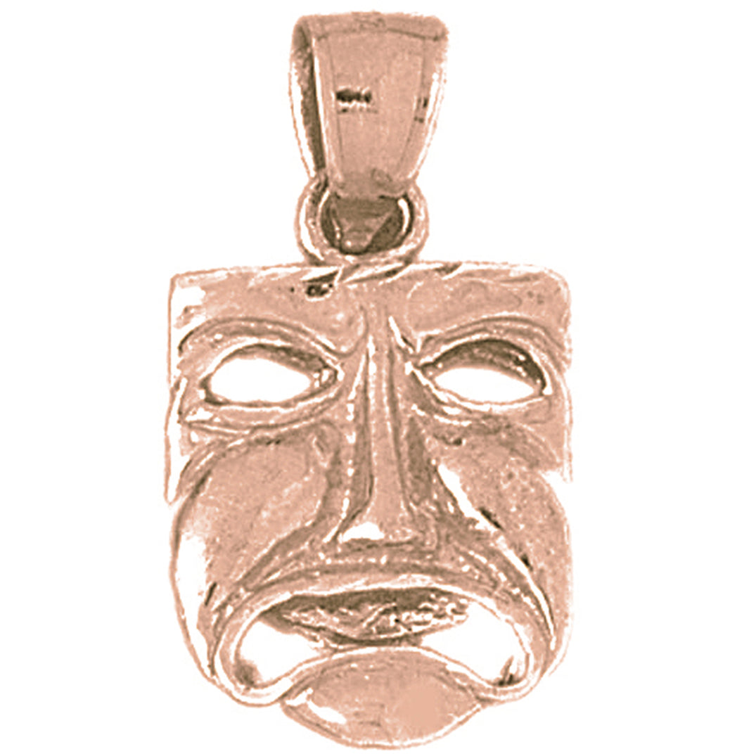 10K, 14K or 18K Gold 3D Drama Mask, Cry Later Pendant