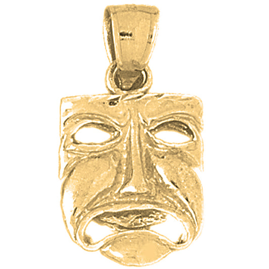 10K, 14K or 18K Gold 3D Drama Mask, Cry Later Pendant