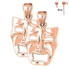 14K or 18K Gold Drama Mask, Cry Later Earrings