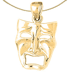 14K or 18K Gold Drama Mask, Cry Later Pendant