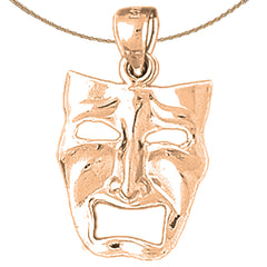 14K or 18K Gold Drama Mask, Cry Later Pendant