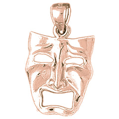 14K or 18K Gold Drama Mask, Cry Later Pendant
