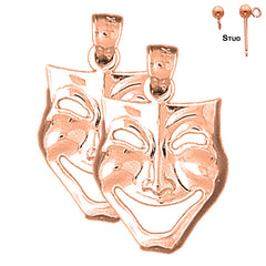 14K or 18K Gold Drama Mask, Laugh Now Earrings