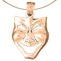 14K or 18K Gold Drama Mask, Laugh Now Pendant