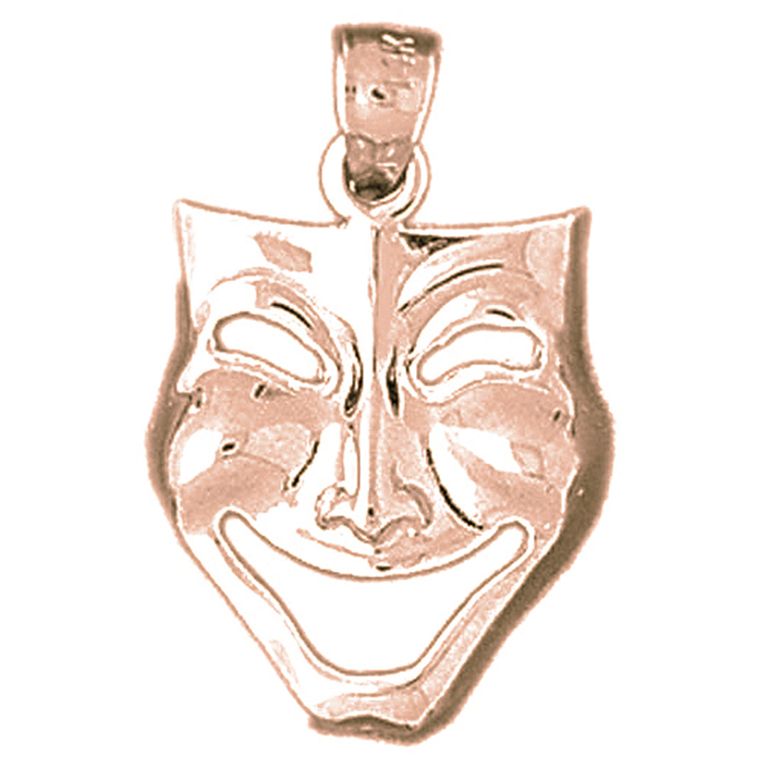 14K or 18K Gold Drama Mask, Laugh Now Pendant