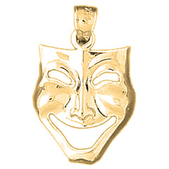 14K or 18K Gold Drama Mask, Laugh Now Pendant