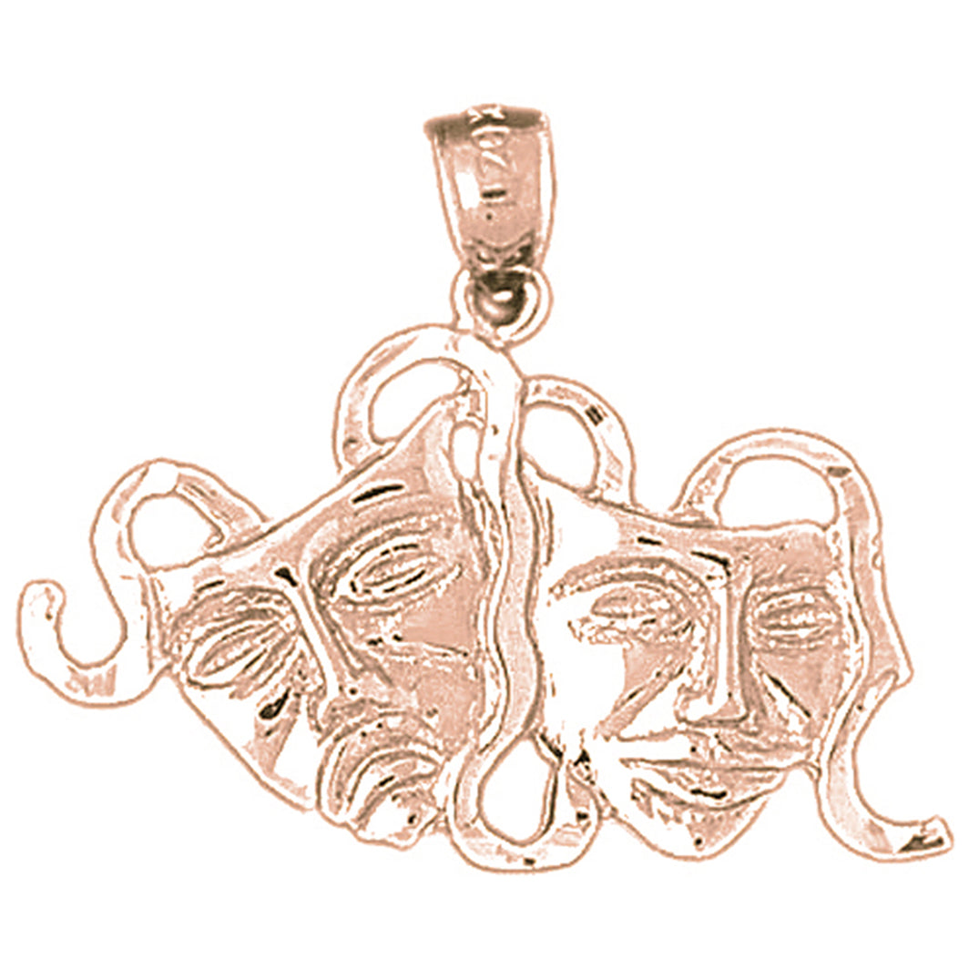 10K, 14K or 18K Gold Drama Mask, Laugh Now, Cry Later Pendant