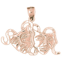 10K, 14K or 18K Gold Drama Mask, Laugh Now, Cry Later Pendant