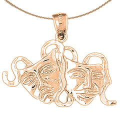 10K, 14K oder 18K Gold Drama-Maske, „Jetzt lachen, später weinen“-Anhänger