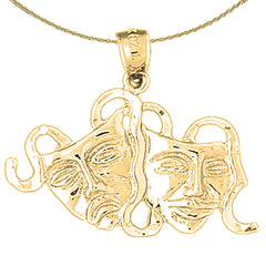 10K, 14K oder 18K Gold Drama-Maske, „Jetzt lachen, später weinen“-Anhänger