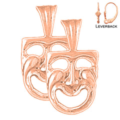 14K or 18K Gold Drama Mask, Laugh Now Earrings