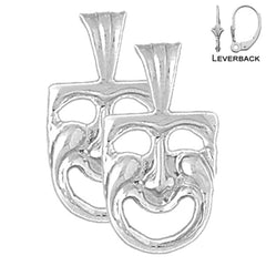 14K or 18K Gold Drama Mask, Laugh Now Earrings