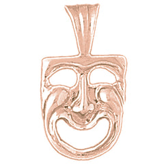 14K or 18K Gold Drama Mask, Laugh Now Pendant