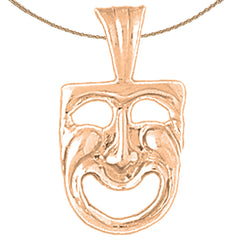 14K or 18K Gold Drama Mask, Laugh Now Pendant