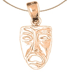 10K, 14K or 18K Gold 3D Drama Mask, Cry Later Pendant
