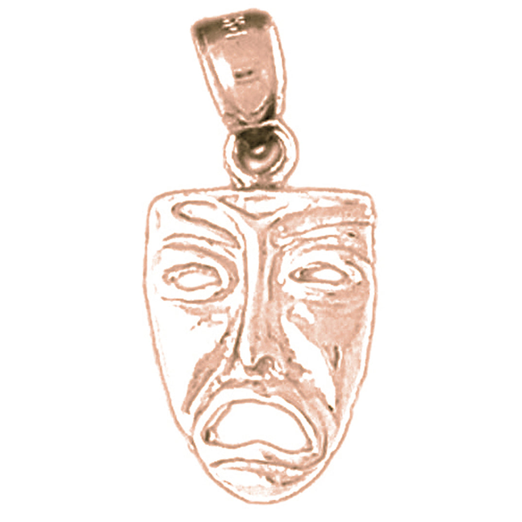 10K, 14K or 18K Gold 3D Drama Mask, Cry Later Pendant