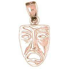 10K, 14K or 18K Gold 3D Drama Mask, Cry Later Pendant