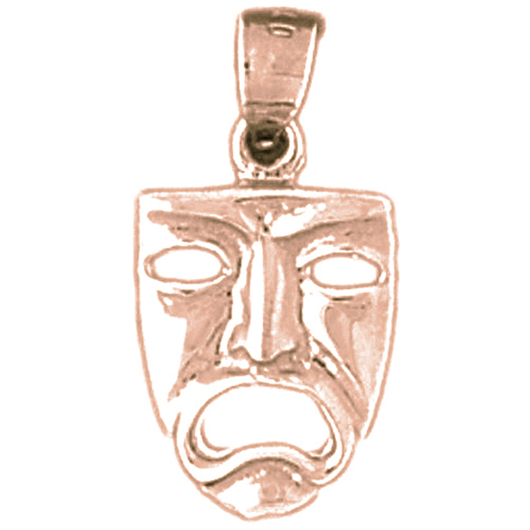 14K or 18K Gold Drama Mask, Cry Later Pendant