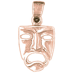14K or 18K Gold Drama Mask, Cry Later Pendant