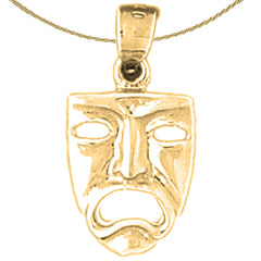 14K or 18K Gold Drama Mask, Cry Later Pendant