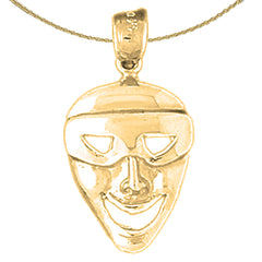 14K or 18K Gold Drama Mask, Laugh Now Pendant