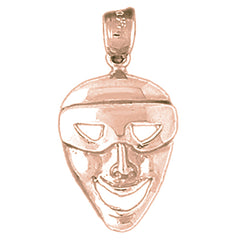 14K or 18K Gold Drama Mask, Laugh Now Pendant