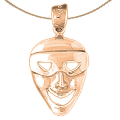 14K or 18K Gold Drama Mask, Laugh Now Pendant