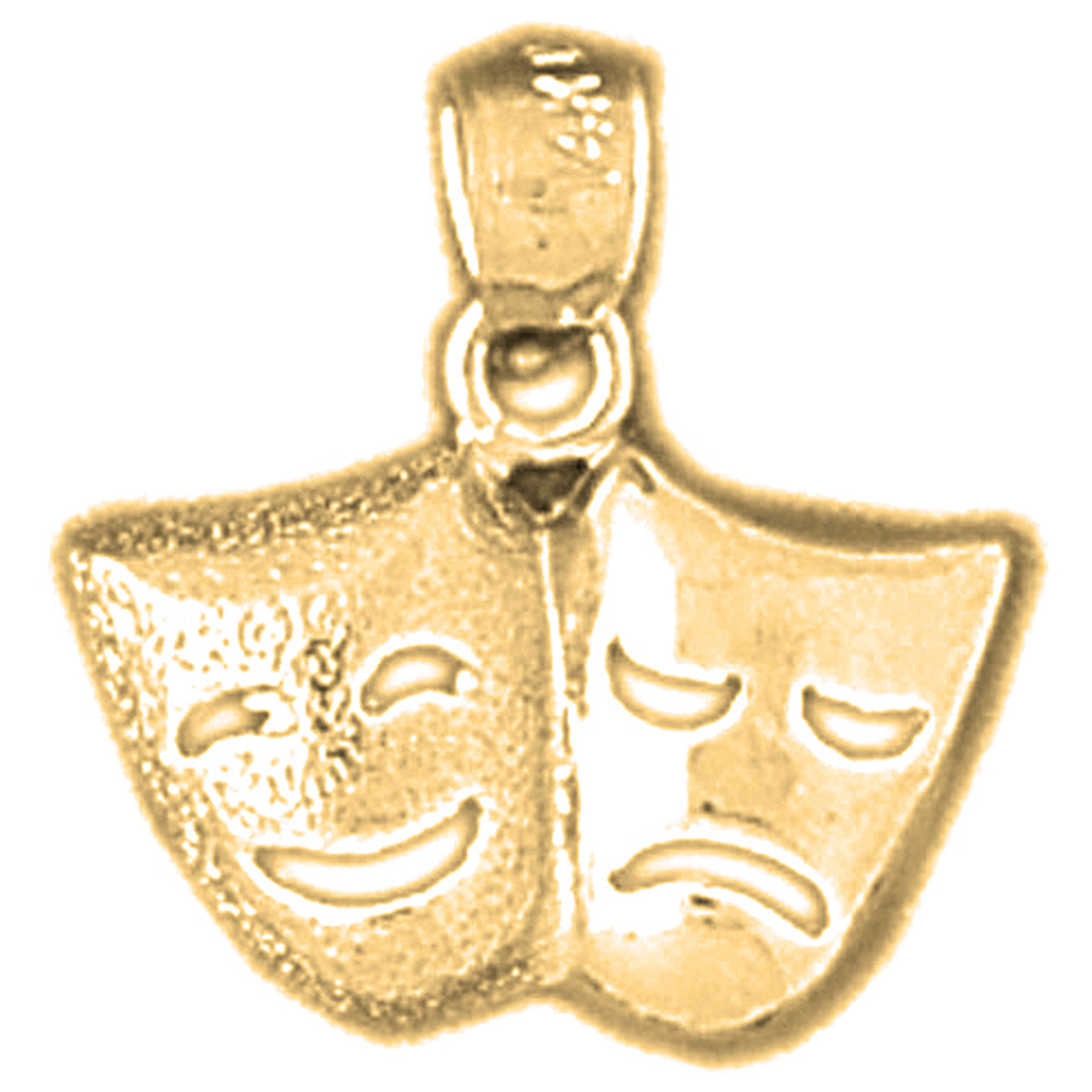 14K or 18K Gold Drama Mask, Laugh Now, Cry Later Pendant