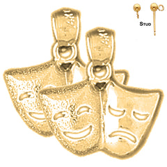 14K or 18K Gold Drama Mask, Laugh Now, Cry Later Earrings