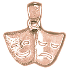 14K or 18K Gold Drama Mask, Laugh Now, Cry Later Pendant