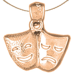 14K or 18K Gold Drama Mask, Laugh Now, Cry Later Pendant