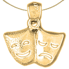 14K or 18K Gold Drama Mask, Laugh Now, Cry Later Pendant