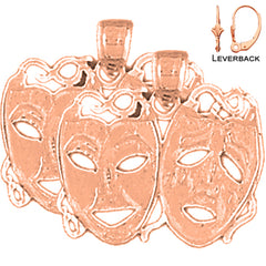 14K or 18K Gold Drama Mask, Laugh Now, Cry Later Earrings