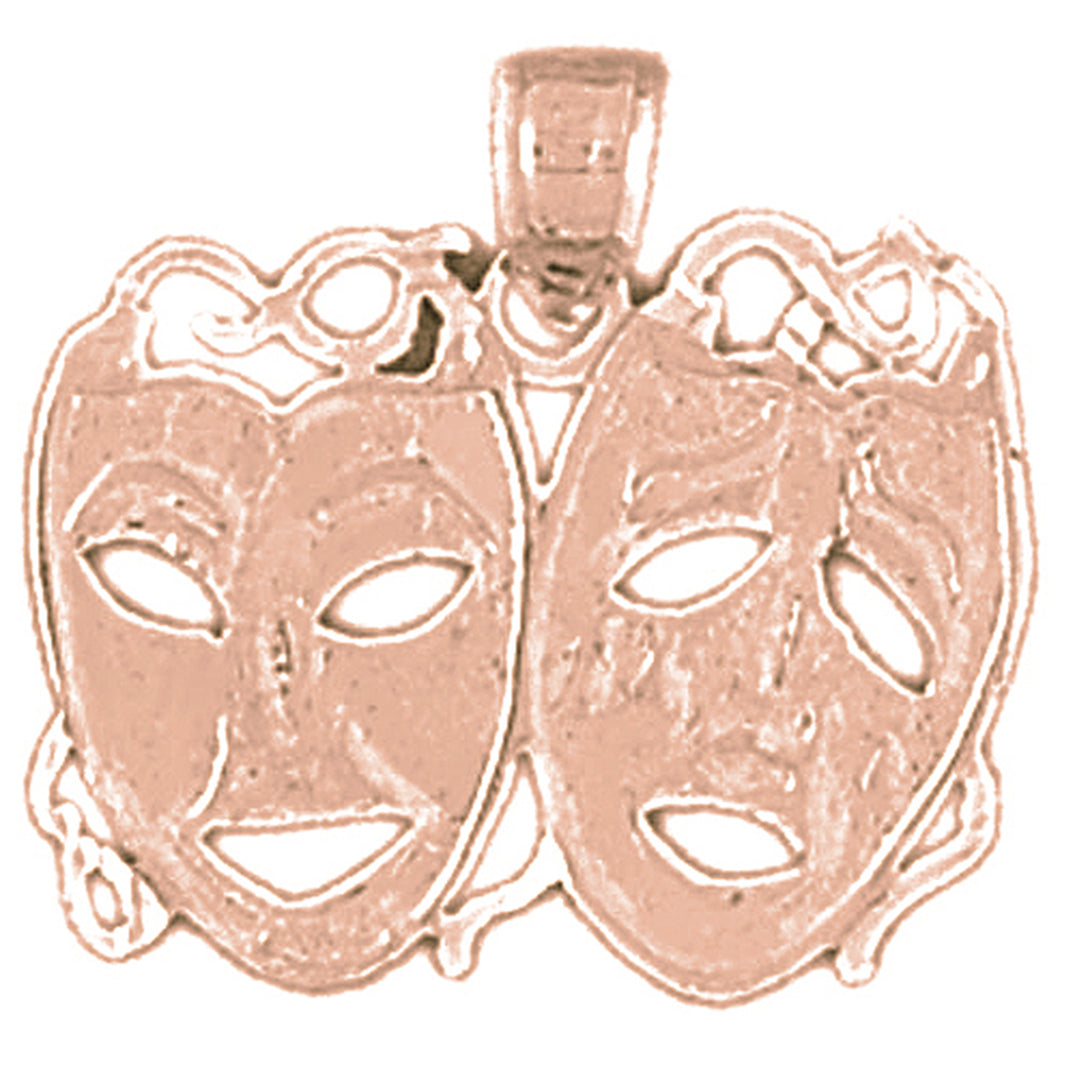 14K or 18K Gold Drama Mask, Laugh Now, Cry Later Pendant