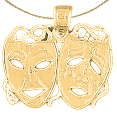14K or 18K Gold Drama Mask, Laugh Now, Cry Later Pendant