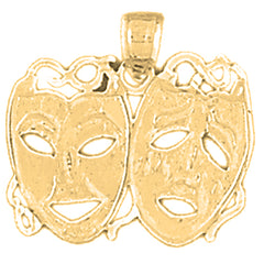 14K or 18K Gold Drama Mask, Laugh Now, Cry Later Pendant